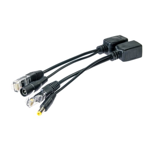 Iniettore PoE / Splitter PoE (for AP, complete) - 15 cm, black