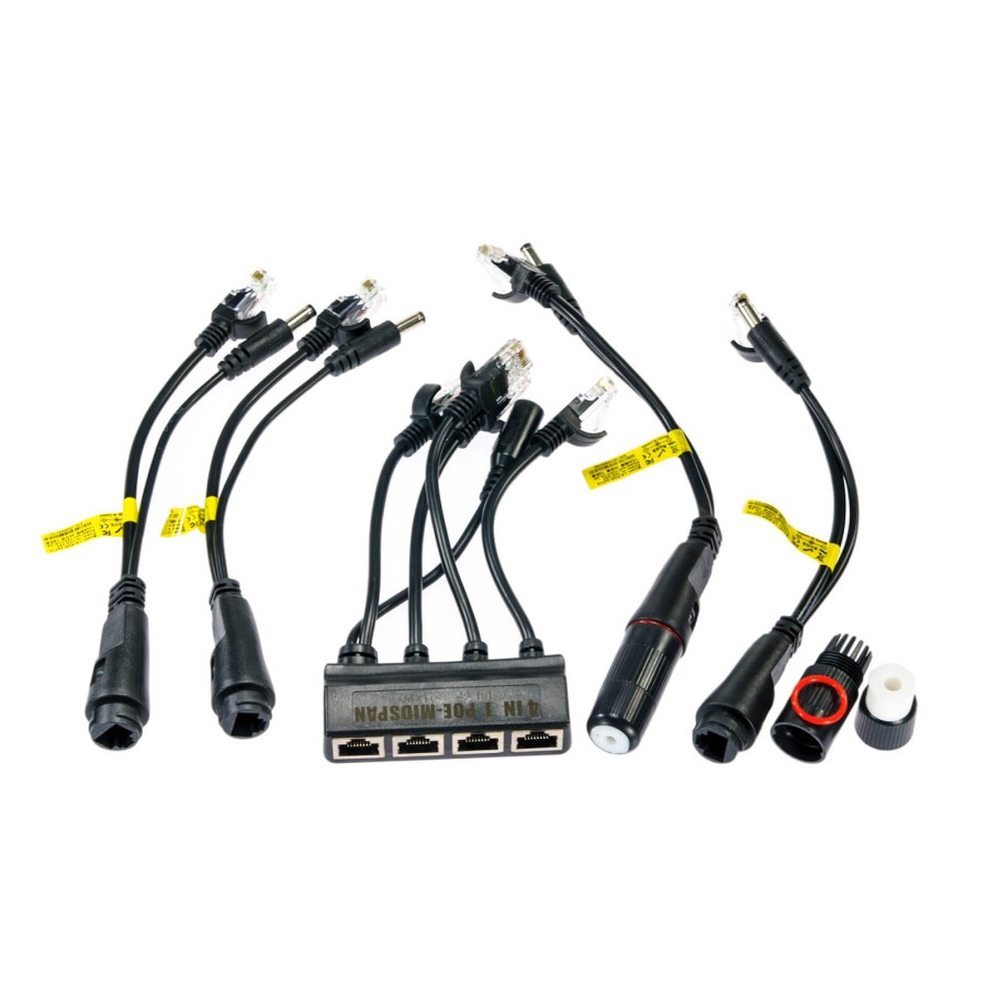 PoE Injector 4-port / 4x Waterproof Separator (SET)