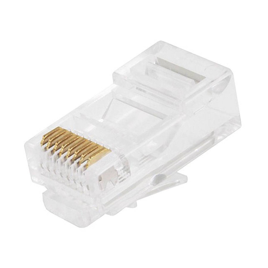 100 PZ PEZZI PLUG PLUGS RJ45 CAVO DI RETE  PLACCATI ORO CAT 5e
