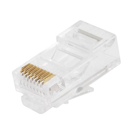 100 PZ PEZZI PLUG PLUGS RJ45 CAVO DI RETE  PLACCATI ORO CAT 5e