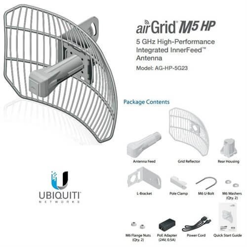 UBIQUITI AirGrid M5 AG-HP-5G23 - CPE access point outdoor POE 5GHz 23dBi