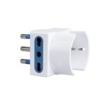 VULTECH ADATTATORE TRIPOLARE 2 PRESE 10/16A BIPASSO E 1 PRESA SCHUKO AT-03