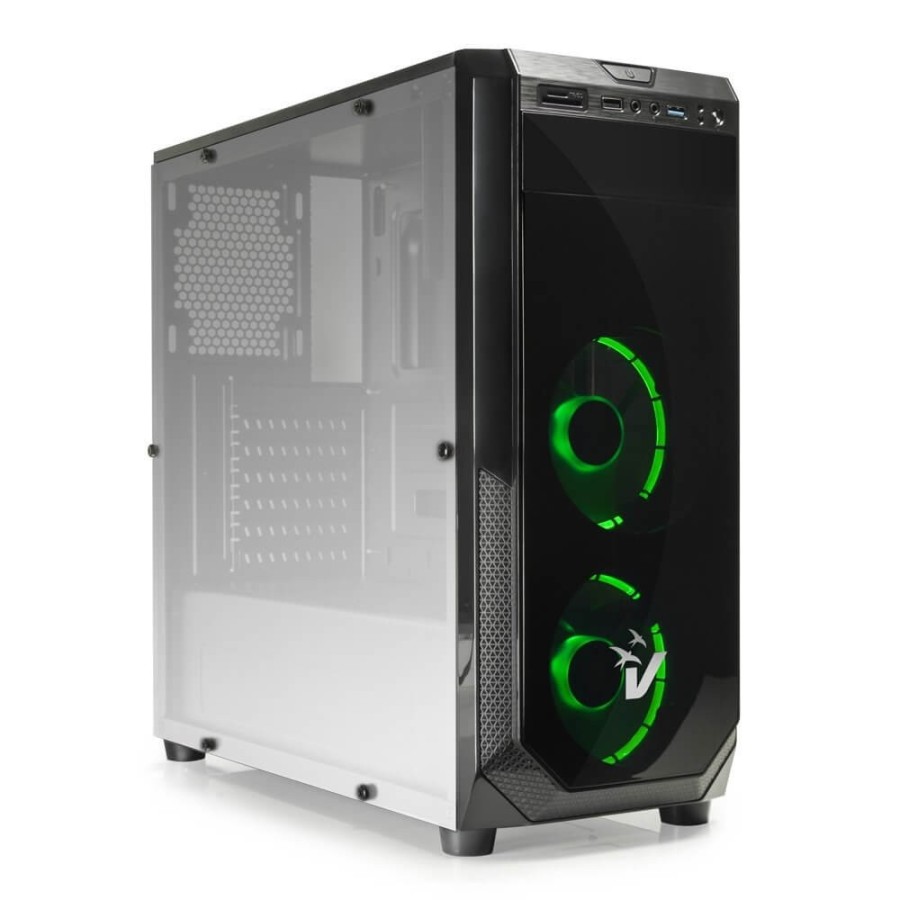 VULTECH CASE GAMING ATX GS-0385GR BLACKDOOM CON VENTOLE HALO LED VERDI