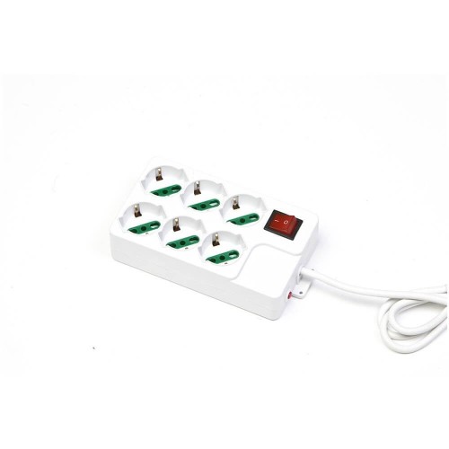 MACHPOWER MULTIPRESA 6 POSTI SCHUKO/BIPASSO CON INTERRUTTORE - SPINA ITA MP-4006P
