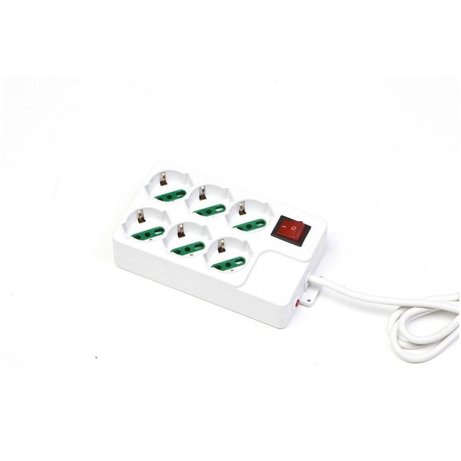 MACHPOWER MULTIPRESA 6 POSTI SCHUKO/BIPASSO CON INTERRUTTORE - SPINA ITA MP-4006P