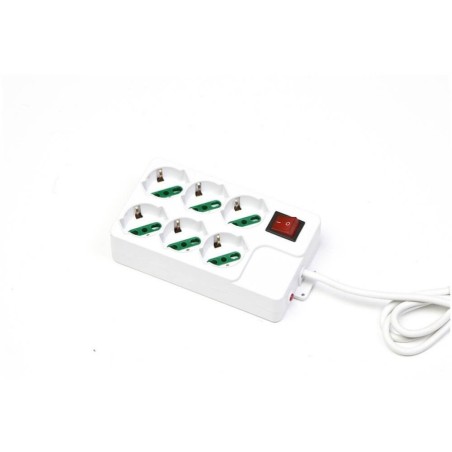 MACHPOWER MULTIPRESA 6 POSTI SCHUKO/BIPASSO CON INTERRUTTORE - SPINA ITA MP-4006P
