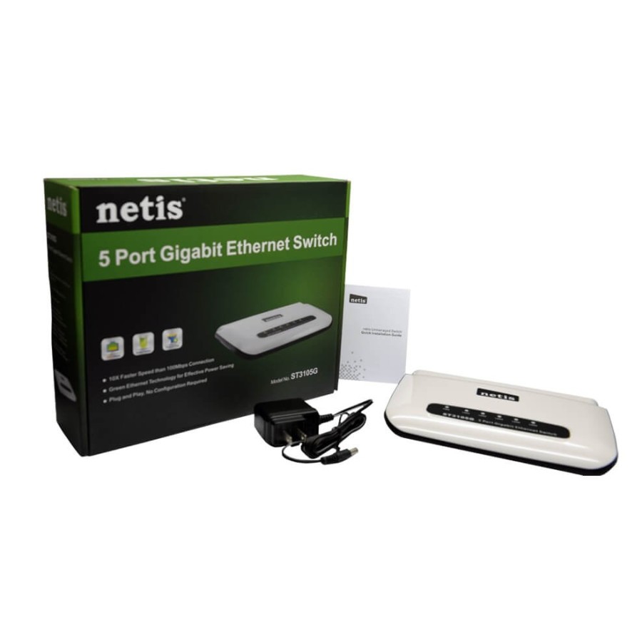 NETIS ST3105G SWITCH LAN 5 PORTE ETHERNET 10/100/1000 MBPS RJ45 GIGABIT HUB