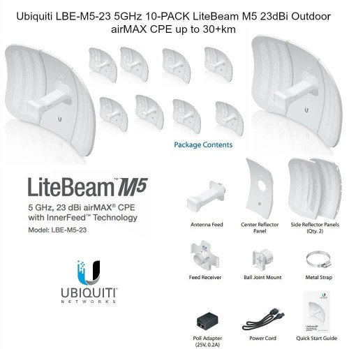 Ubiquiti LiteBeam M5 LBE-M5-23 - 10x PACK,CPE access point outdoor POE 5GHz 23dBi