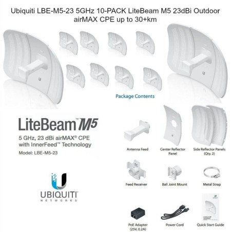 Ubiquiti LiteBeam M5 LBE-M5-23 - 10x PACK,CPE access point outdoor POE 5GHz 23dBi