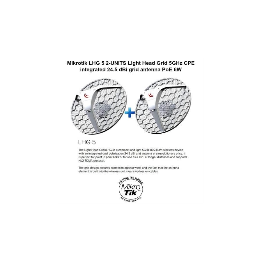 MIKROTIK ROUTERBOARD LHG 5 2-UNITS  CPE 5GHZ ANTENNA 24,5 DBI RouterOS L3
