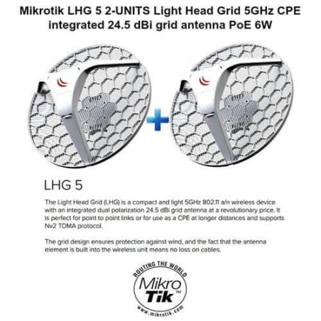 MIKROTIK ROUTERBOARD LHG 5 2-UNITS  CPE 5GHZ ANTENNA 24,5 DBI RouterOS L3